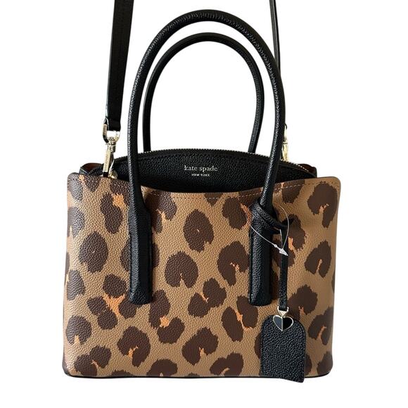 kate spade Handbags - Kate Spade Margaux Leopard Leather Medium Satchel NEW
